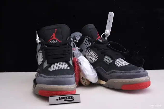 Cheap Off White x Air Jordan 4 Bred Retro CV9388-001 0507